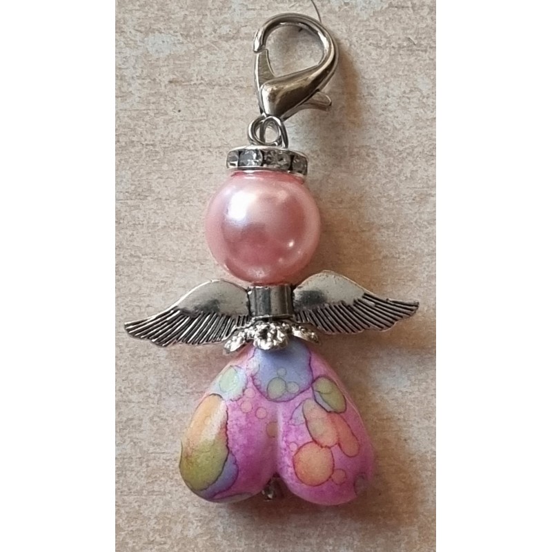 Herz Perlen Engel rosa/bunt