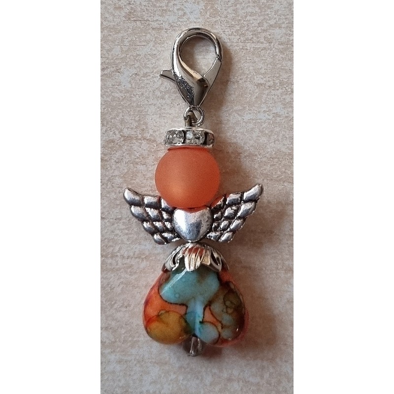 Herz Perlen Engel orange/bunt