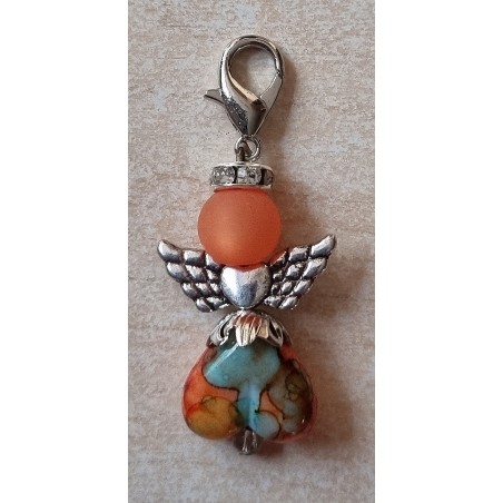 Herz Perlen Engel orange/bunt