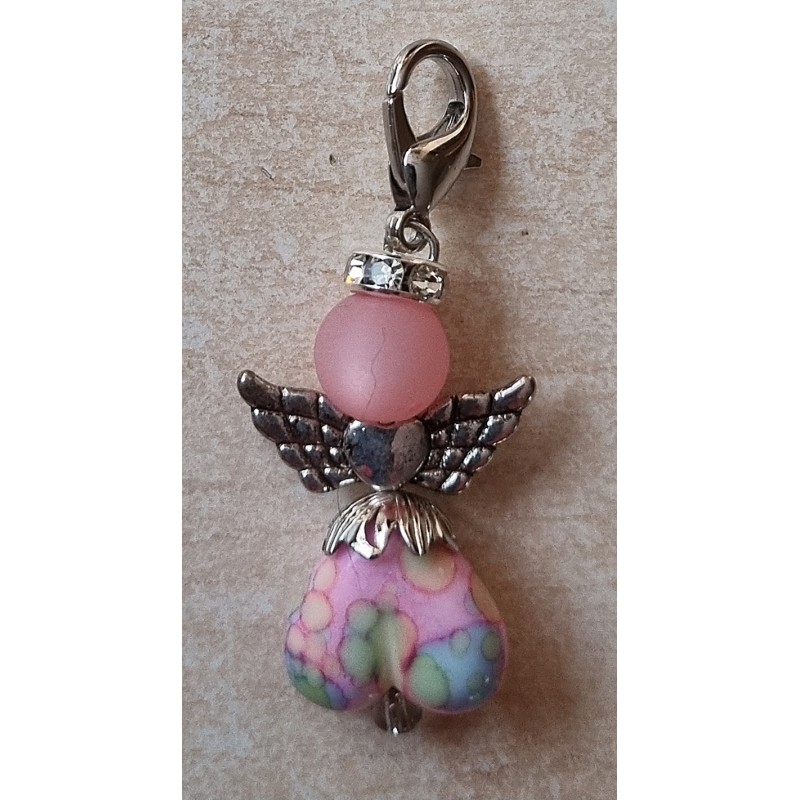 Herz Perlen Engel rosa/bunt