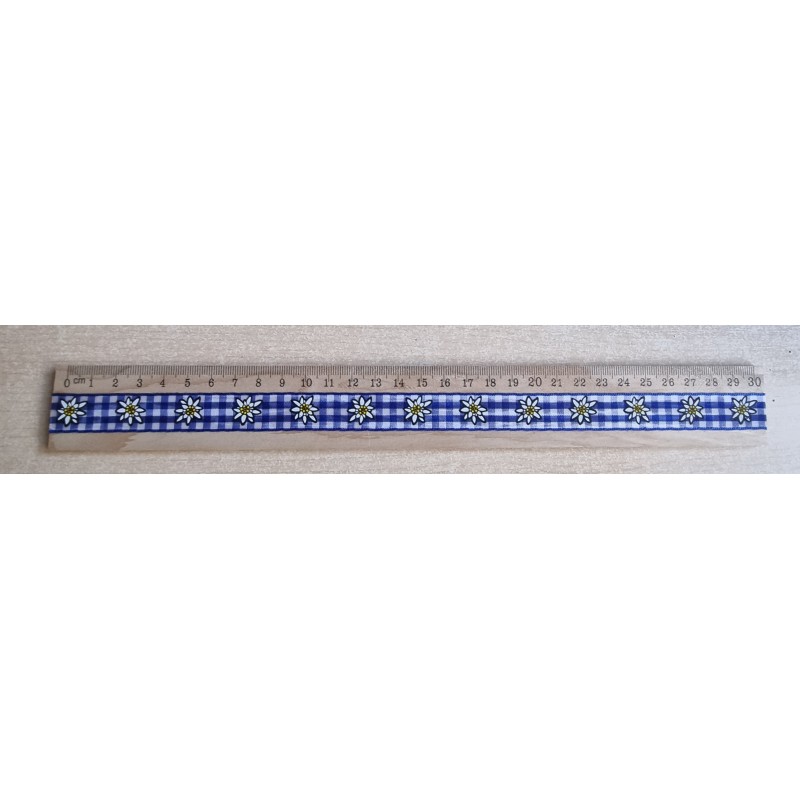 Holz Lineal Edelweiss/blau kariert