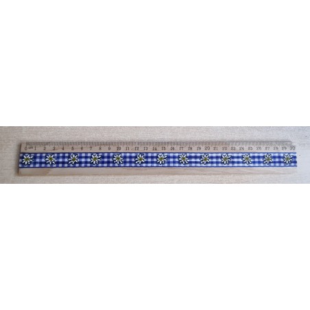 Holz Lineal Edelweiss/blau kariert
