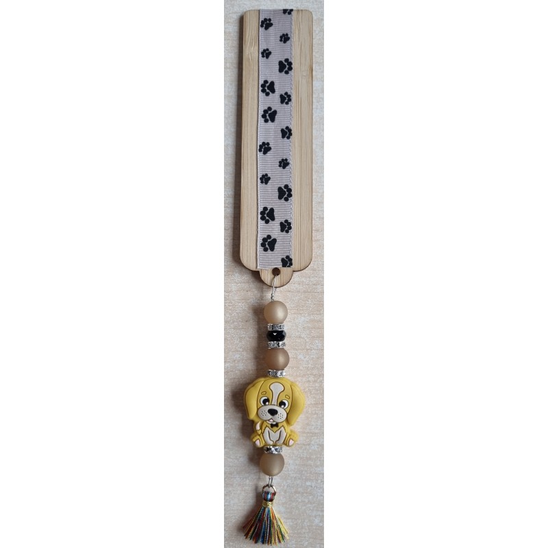 Lesezeichen Hundepfoten/Hund beige