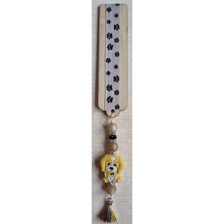 Lesezeichen Hundepfoten/Hund beige