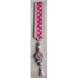 Lesezeichen Hundepfoten/Hund pink/rosa