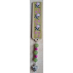 Lesezeichen Kühe/Edelweiss grün/pink