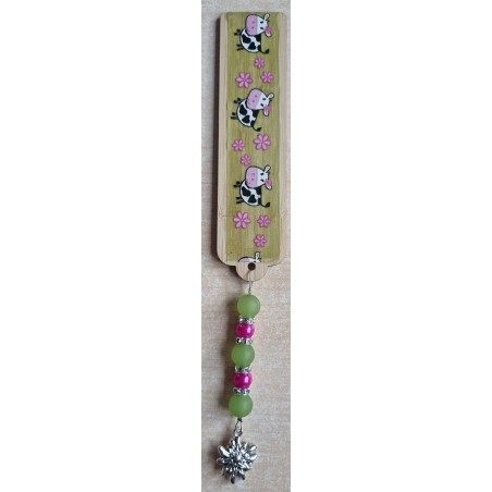Lesezeichen Kühe/Edelweiss grün/pink