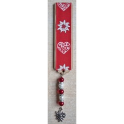 Lesezeichen Herz/Edelweiss rot