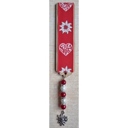 Lesezeichen Herz/Edelweiss rot