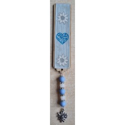 Lesezeichen Herz/Edelweiss hellblau