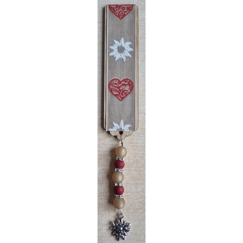 Lesezeichen Herz/Edelweiss beige