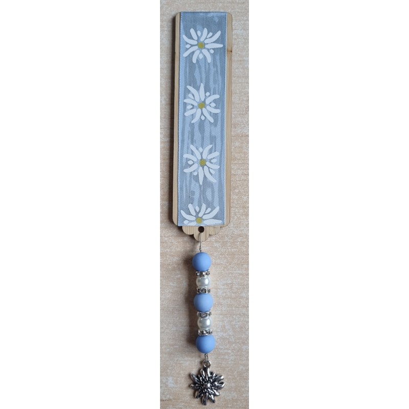 Lesezeichen Edelweiss/hellblau-weiss
