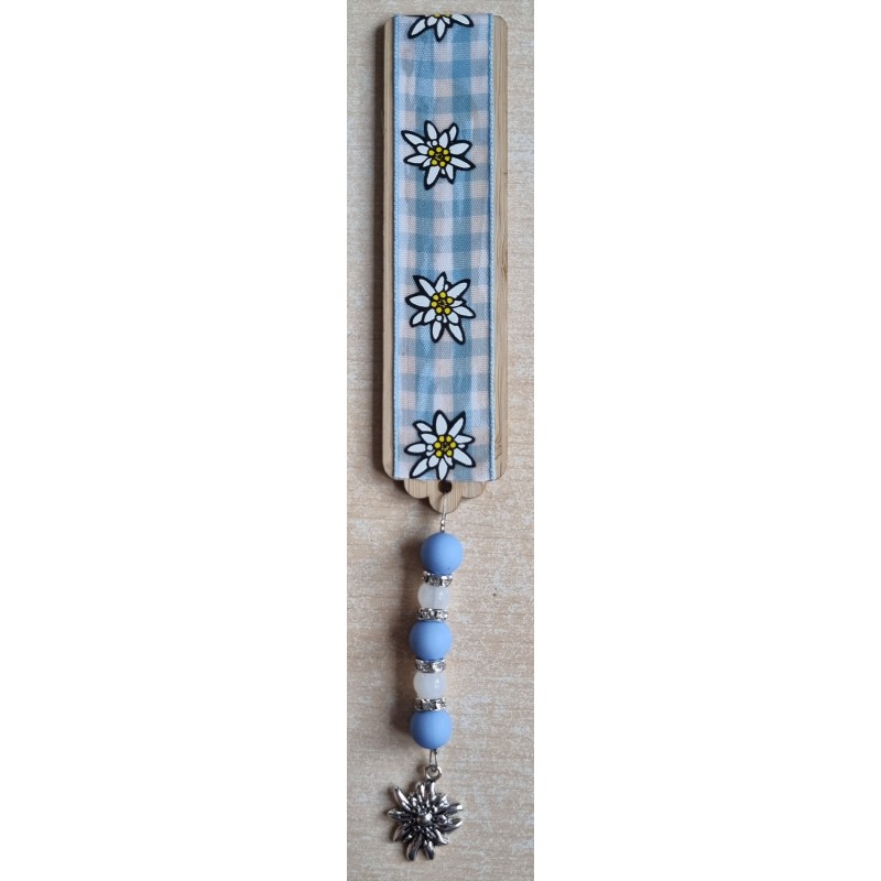 Lesezeichen Kariert/Edelweiss hellblau