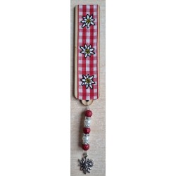 Lesezeichen Kariert/Edelweiss rot