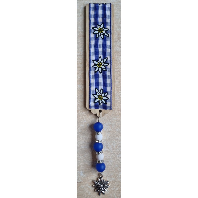 Lesezeichen Kariert/Edelweiss blau