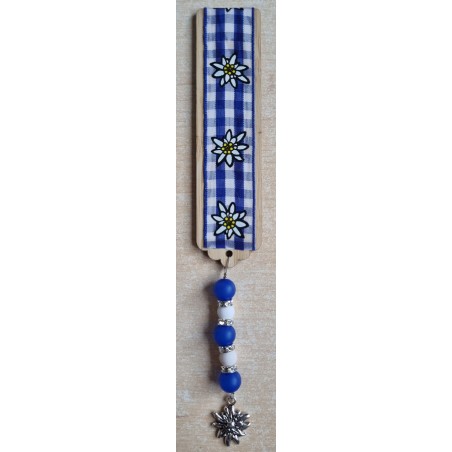 Lesezeichen Kariert/Edelweiss blau
