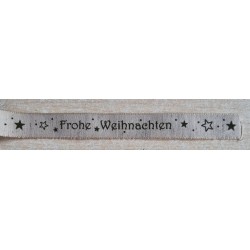 Dekoband Frohe Weihnachten beige/grün