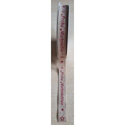 Dekoband Frohe Weihnachten beige/rot
