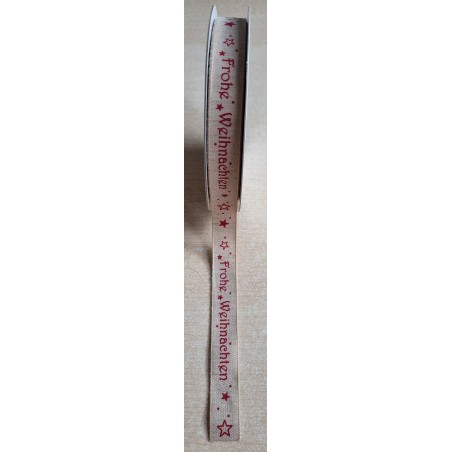 Dekoband Frohe Weihnachten beige/rot