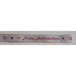 Dekoband Frohe Weihnachten beige/rot