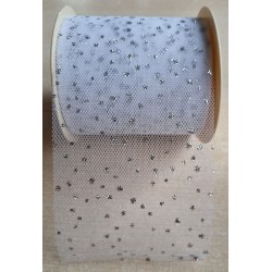 Tüllband weiss/glitzer