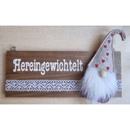 Kleines Schild " Heringewichtelt " Wichtel mit Herzen