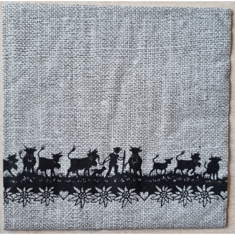 Serviette Alpaufzug grau/beige