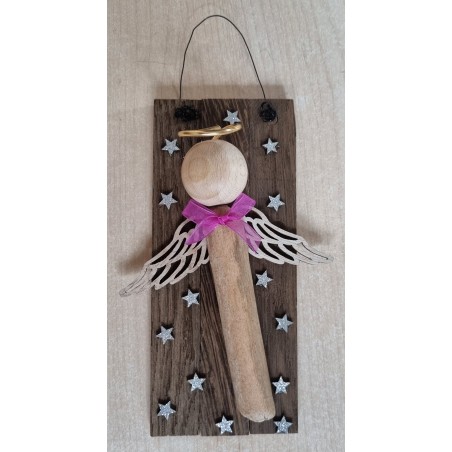Schwemmholz Engel Holz Flügel/Masche pink