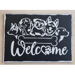 Schild " Welcome "  Hunde/schwarz