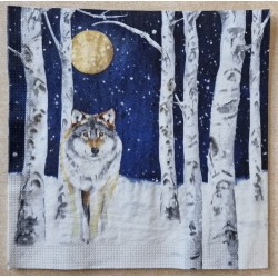 Serviette Wolf/Wald/Mond