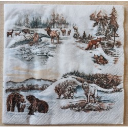 Serviette Tiere im Naturpark/Winter