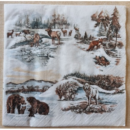 Serviette Tiere im Naturpark/Winter