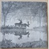 Serviette Hirsche im Wald/grau