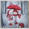 Serviette Zwei Schneemänner/Regenschirm