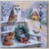 Serviette Eule auf Bank/Eichhörnchen