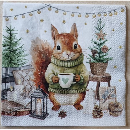 Serviette Eichhörnchen im Pullover