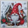 Serviette Wichtel mit Häuschen