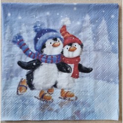 Serviette Zwei Pinguine/Schlittschuhe