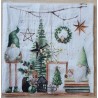 Serviette Zwei Wichtel mit Weihnachtsbaum/grün