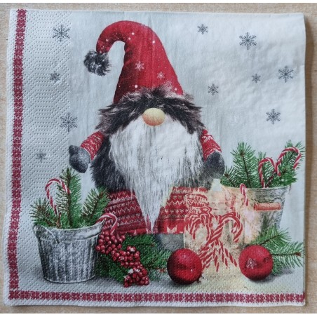 Serviette Wichtel/Tannenäste