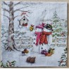 Serviette Zwei Schneemänner/Vogelhäuschen