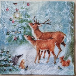 Serviette  Reh/Hirsch/Waldtiere