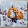 Serviette  Fuchs und Junges im Schnee