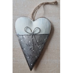 Metall Herz creme/silber glitzer