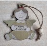 Holz Engel gold/olive  Merry Christmas
