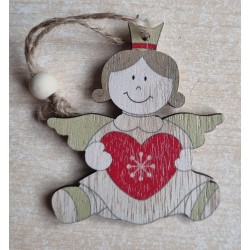 Holz Engel natur/olive