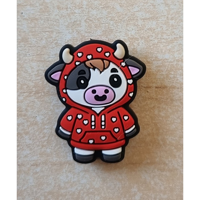 Silikon Kuh im Regenmantel Perle rot