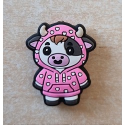 Silikon Kuh im Regenmantel Perle rosa