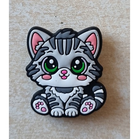 Silikon Katze Perle anthrazit/hellgrau
