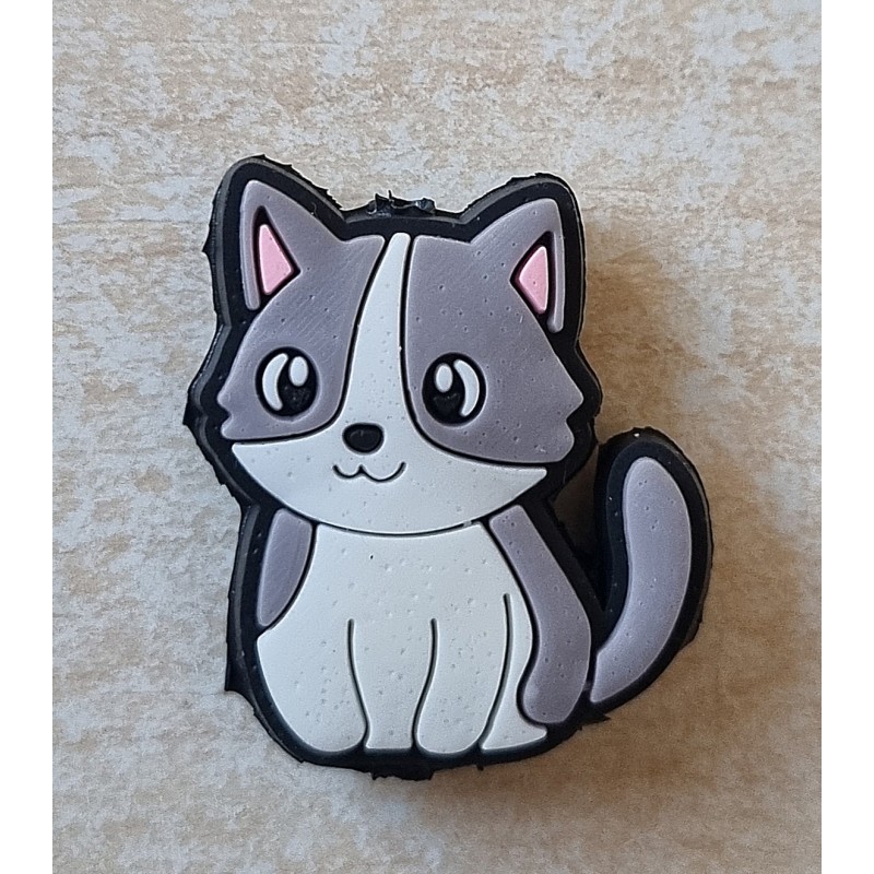 Silikon Katze Perle grau/weiss